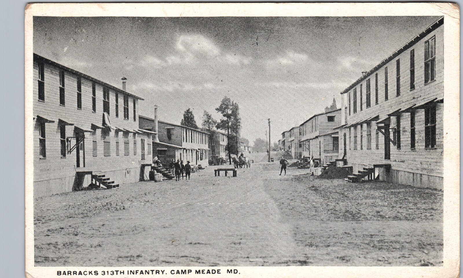 INFANTRY BARRACKS WW1 1910s camp meade md original antique postcard maryland