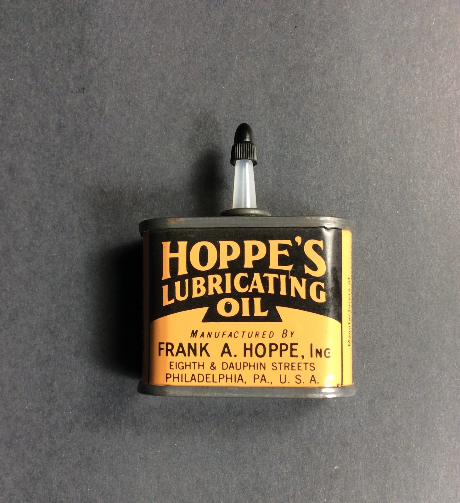 Old Vintage Hoppe's Lubricating Gun Oil Handy Oiler Advertising Tin 1 oz *Empty*