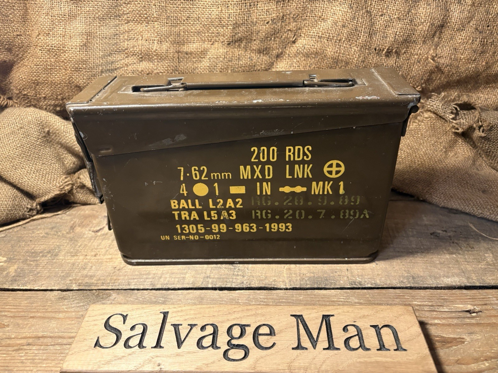 Vintage British Military 7.62mm Ammo Tin Lnk Mk 1 Radway Green Steel Box 1986