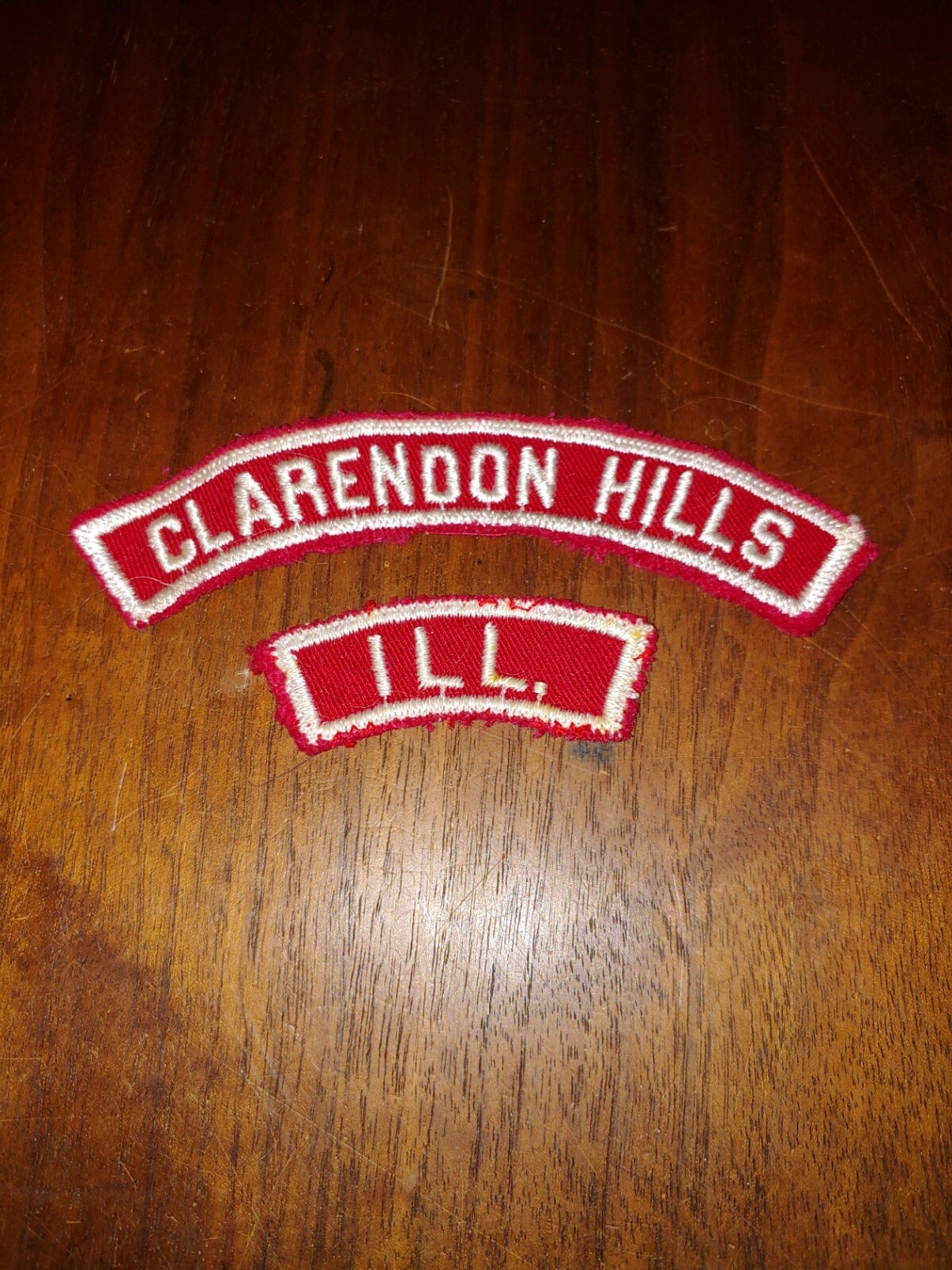 Vintage Boy Scout Clarendon Hills Il Red  White state strip BSA 1952-1970's