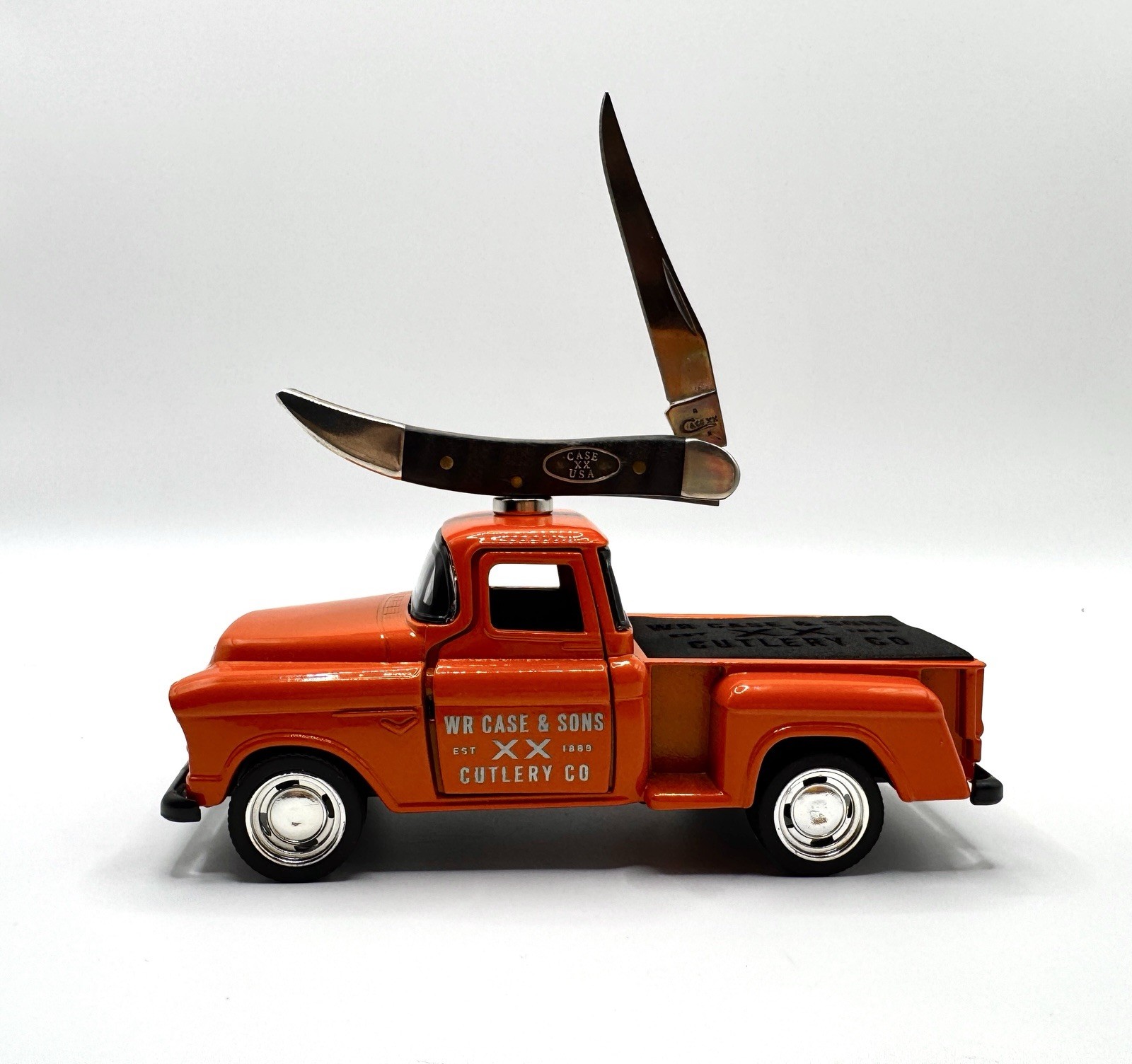 Custom Case XX Diecast Truck Burnt Orange Knife Display Stand Engraved