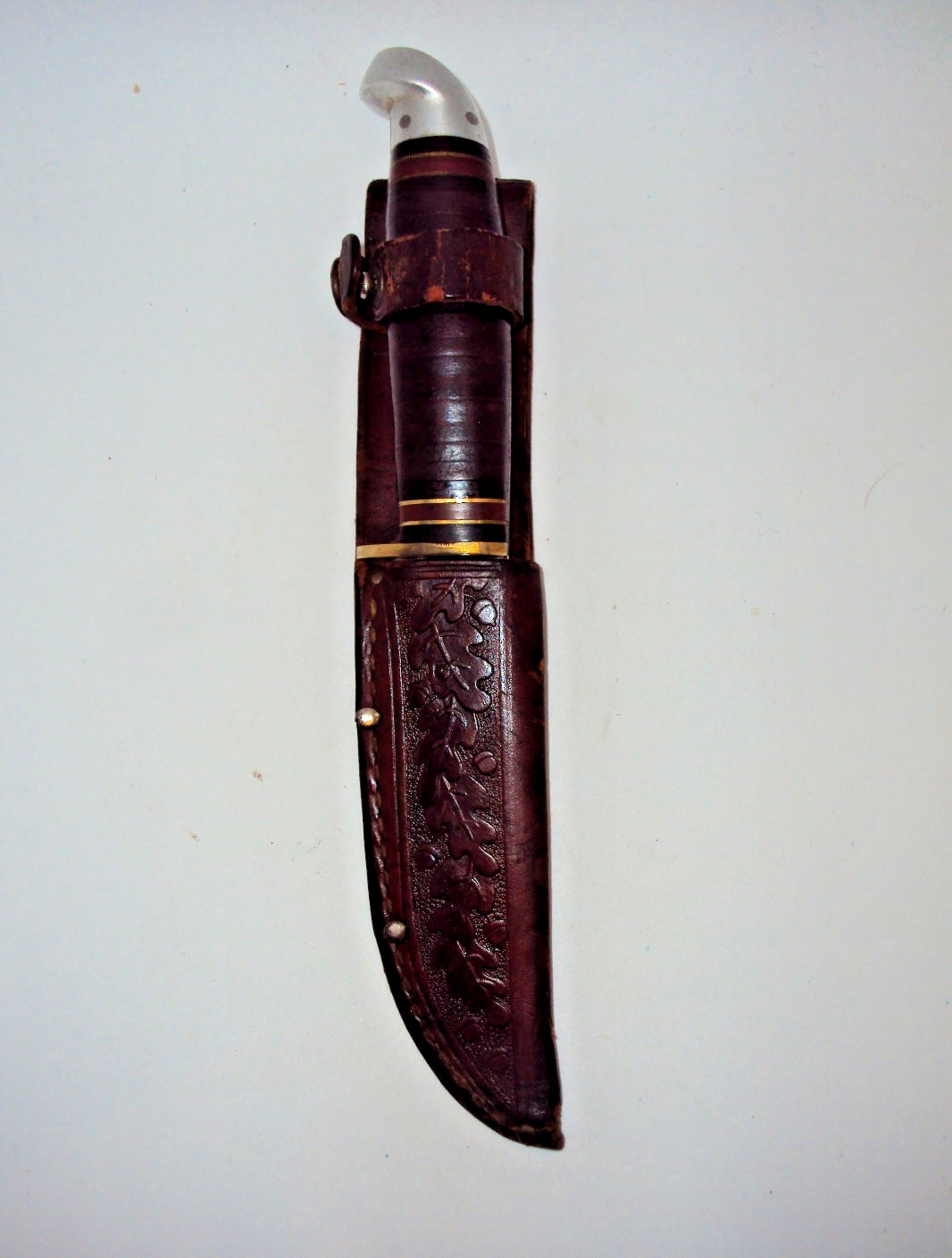 Vtg Western Boulder Co L66 Fixed Blade Knife Stacked Leather Original Sheath USA Vtg Western Boulder Co L66 Fixed Blade Knife Stacked Leather Original Sheath USA