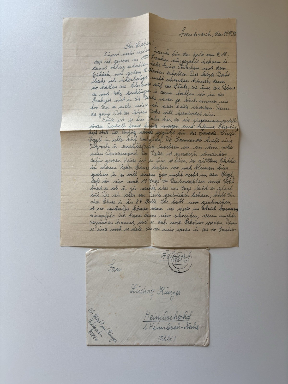 WW2 German Feldpost Letter France 1940 Occupied France Artillery W/ Translation