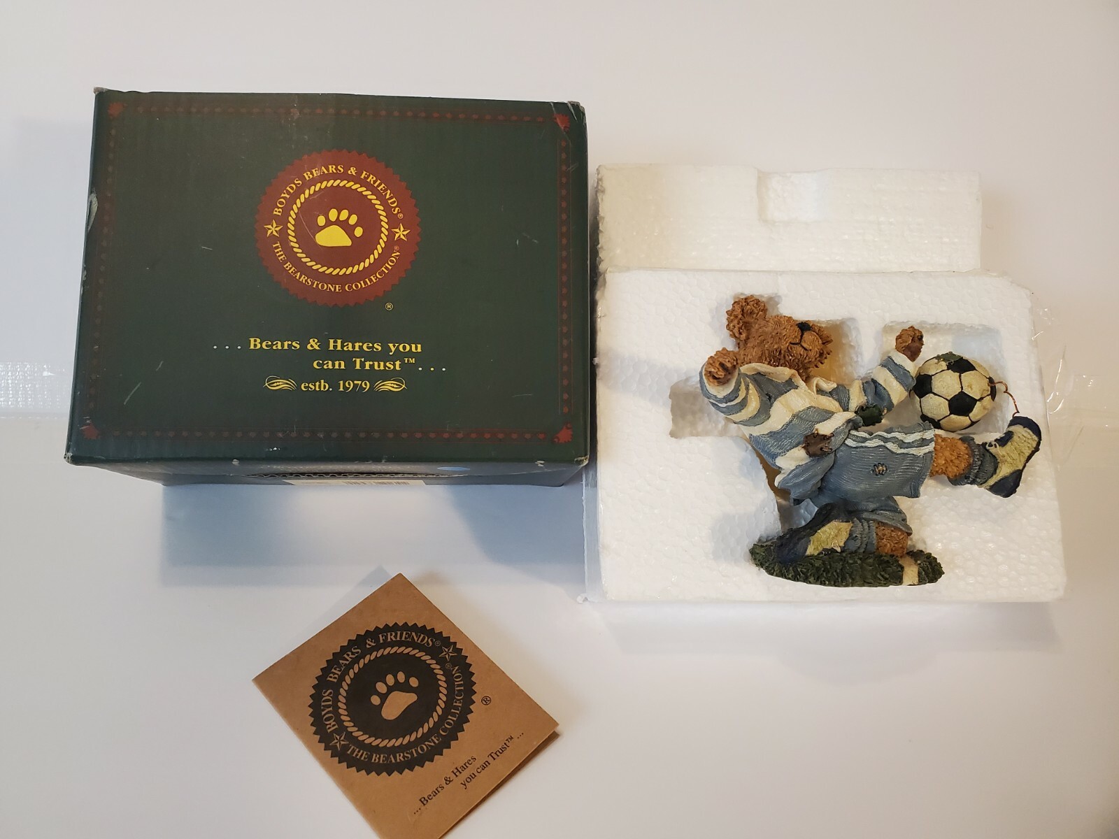 Boyds Bears Bearstone Collection Figure #228397 Chris Striker...Score In Box