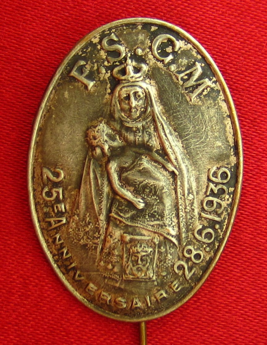 Vintage PIETA Pin JESUS MARY FSGM SISTERS OF ST FRANCIS OF MARTYR ST GEORGE 1936