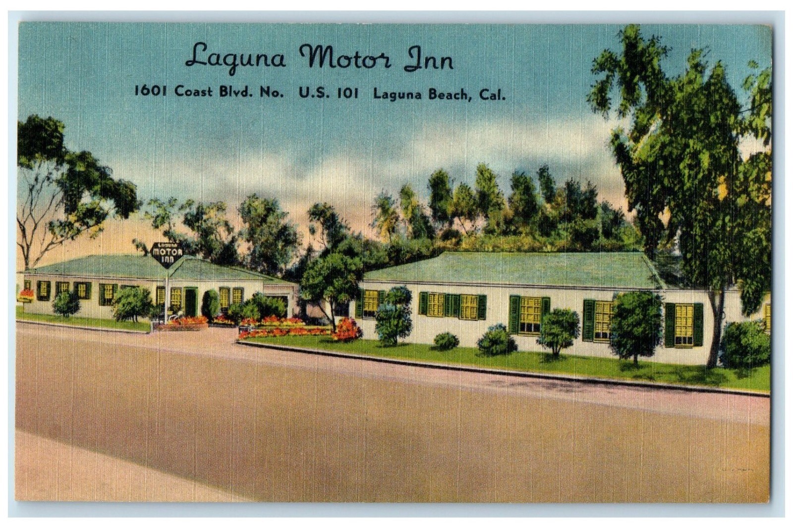 c1950\'s Laguna Motor Inn Motel Roadside Laguna Beach California CA Postcard