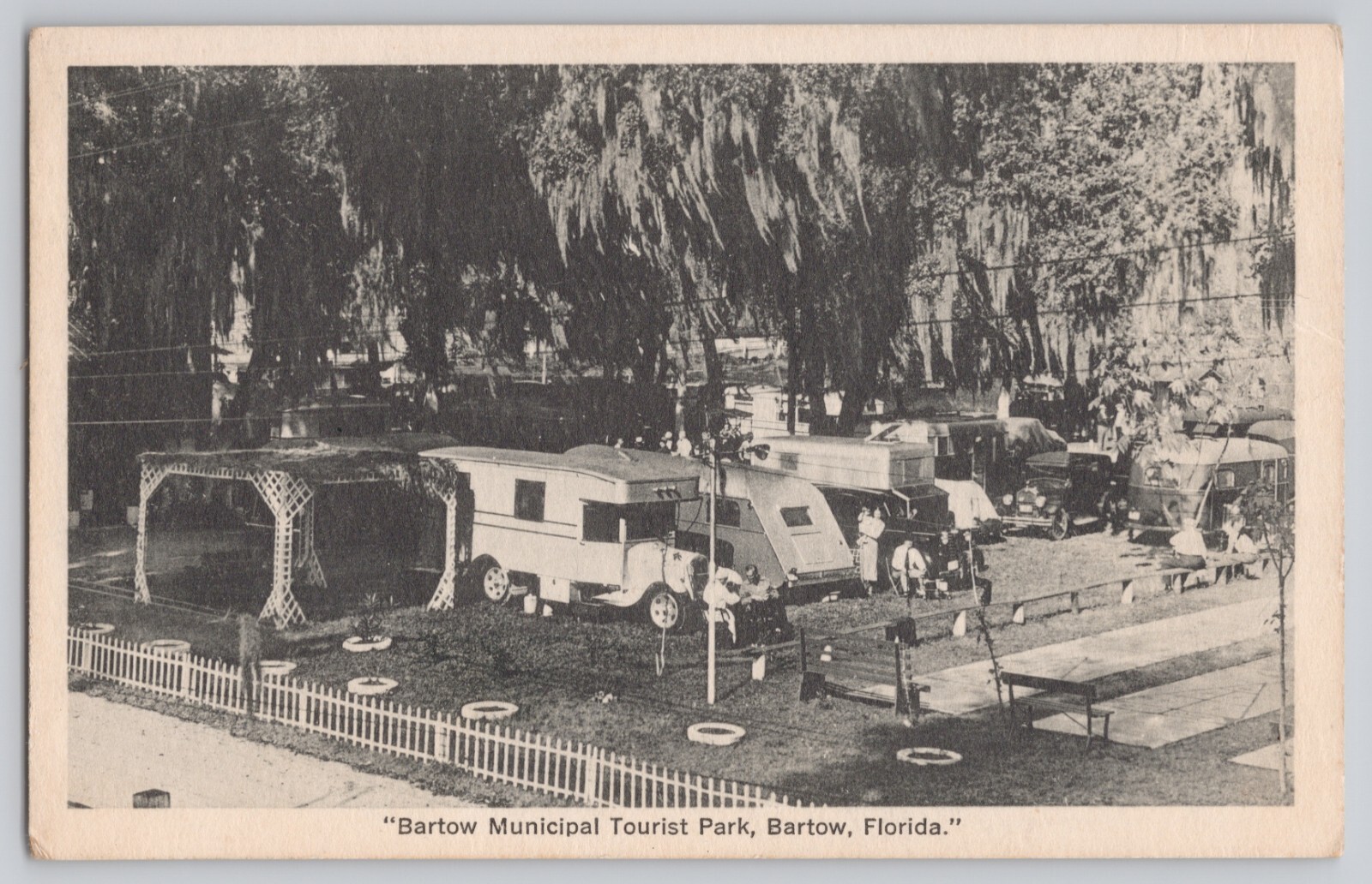 Bartow Municipal Tourist Park Bartow Florida Postcard 1920s Trailer Park