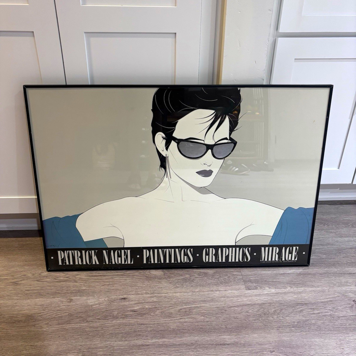 Vintage 1983 Mirage Editions Patrick Nagel Framed Portrait Print 34x23