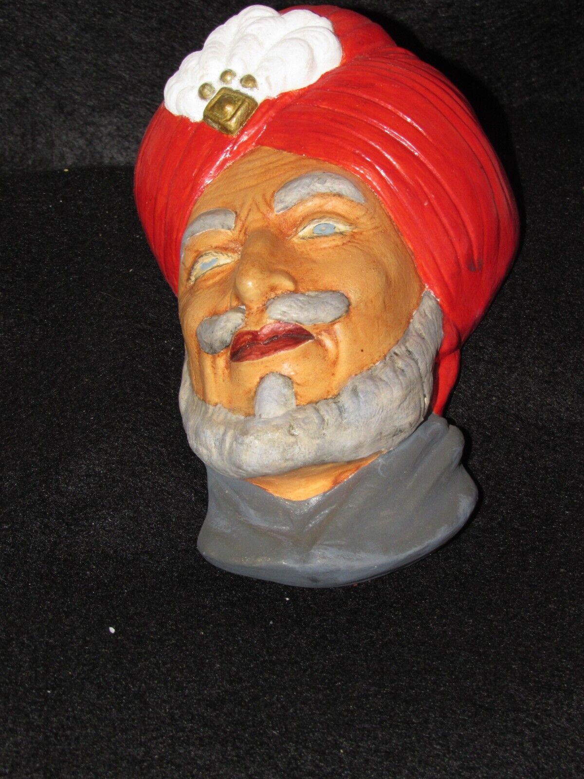 vtg  Chalkware head  wall plaque  in style of a Persian Prince OR SIkh