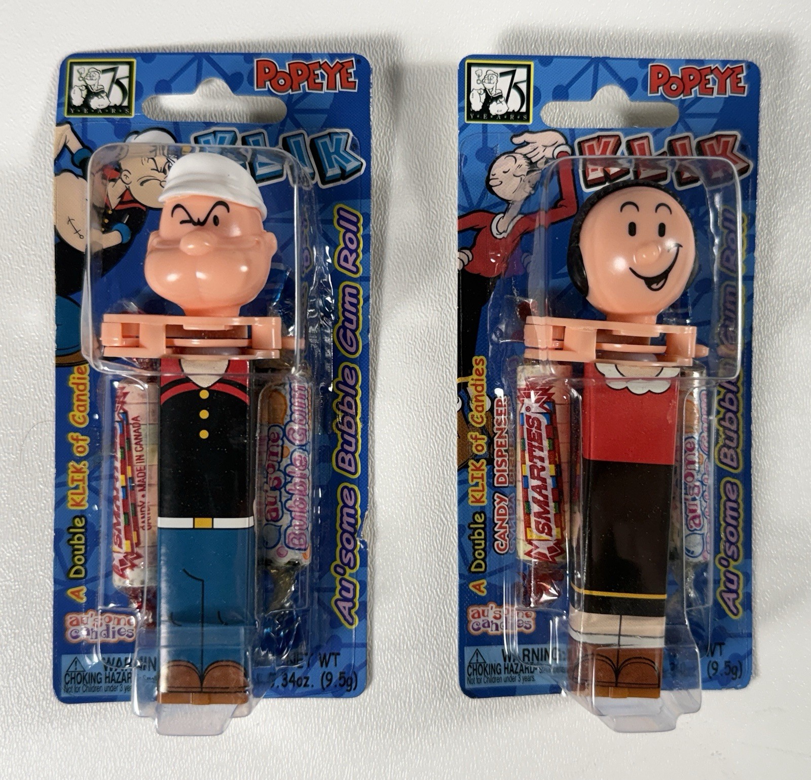 Vintage 2004 Popeye Olive Oyl KLIK Candy Gum Dispensers Sealed Lot of 2 (READ)