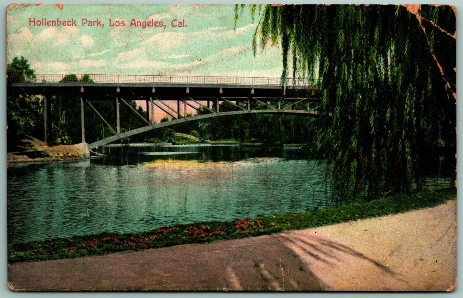 Bridge In Hollenbeck Park Los Angeles California CA UNP DB Postcard H1
