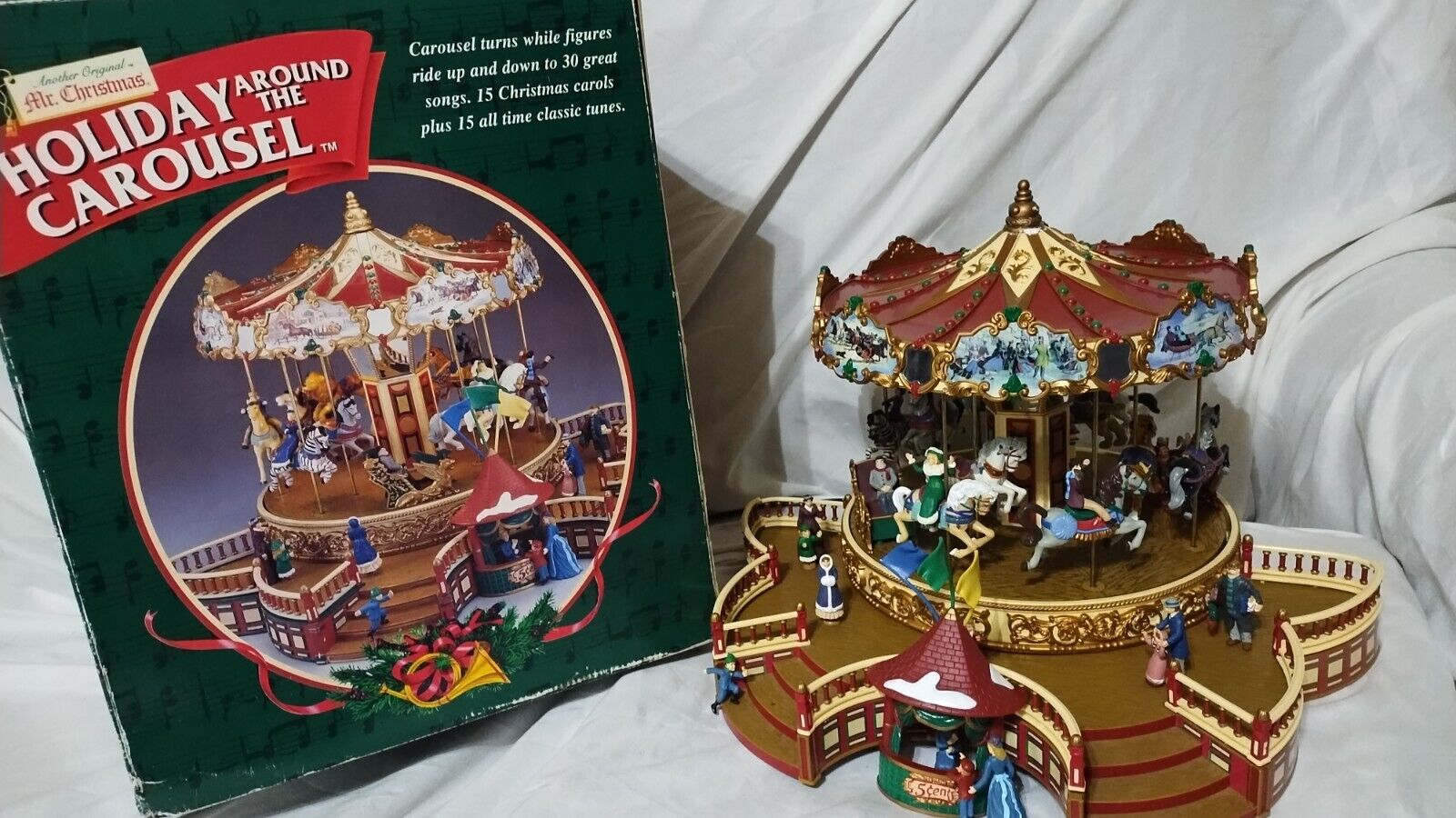 Vintage 1999 Mr. Christmas Holiday Around The World Carousel Works Read Descript