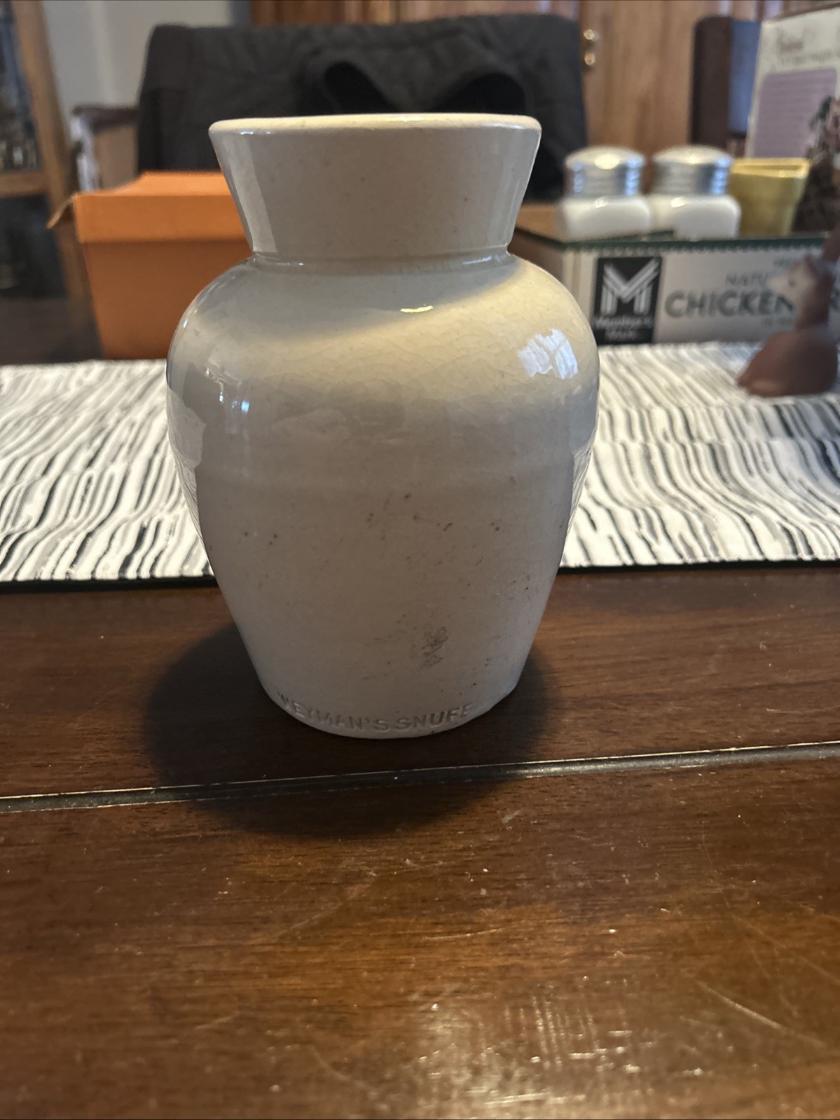 Antique Weyman’s Snuff Jar Crock Stoneware No Lid
