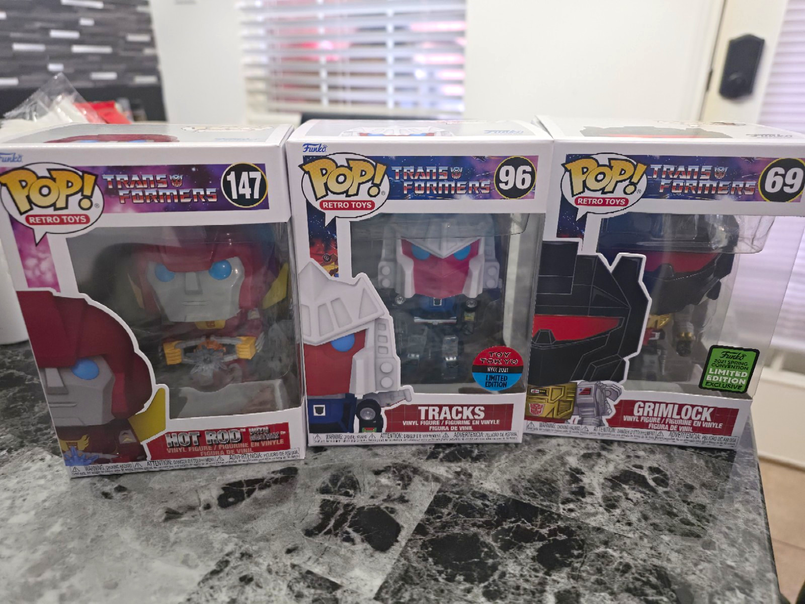 Funko Transformers Pop Mixed Lot 3 Boxed Limited Edition Hot Rod/Tracks/Grimlock