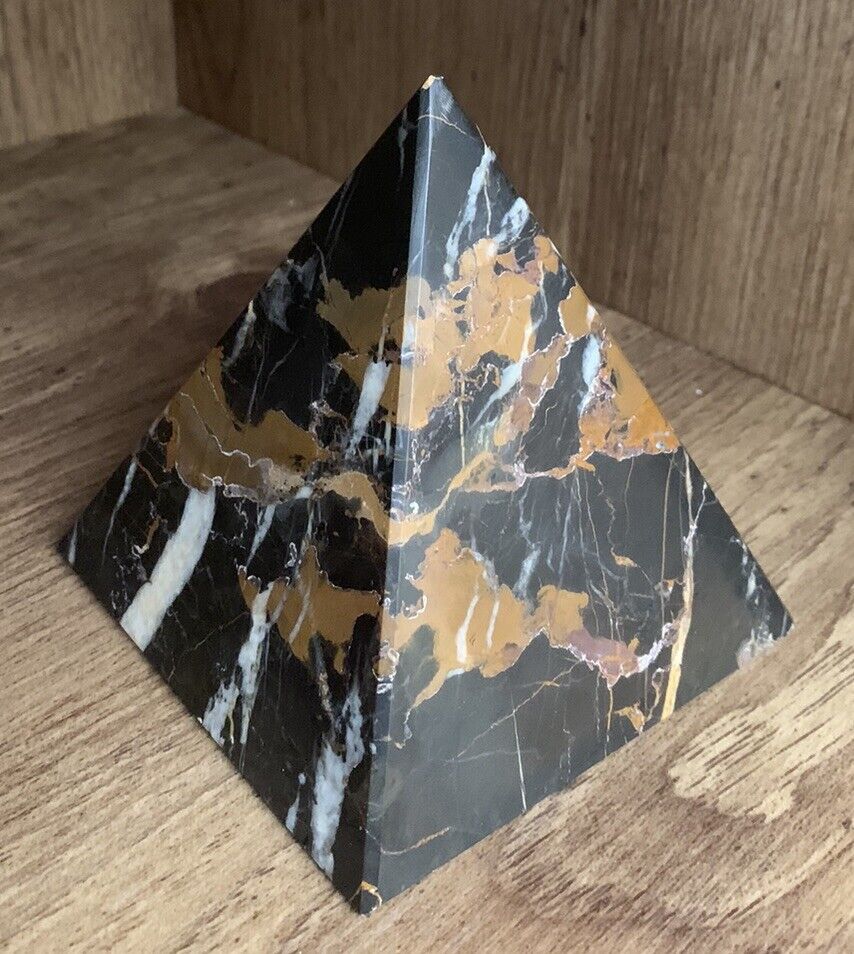 Vintage Black & Brown Marble Pyramid