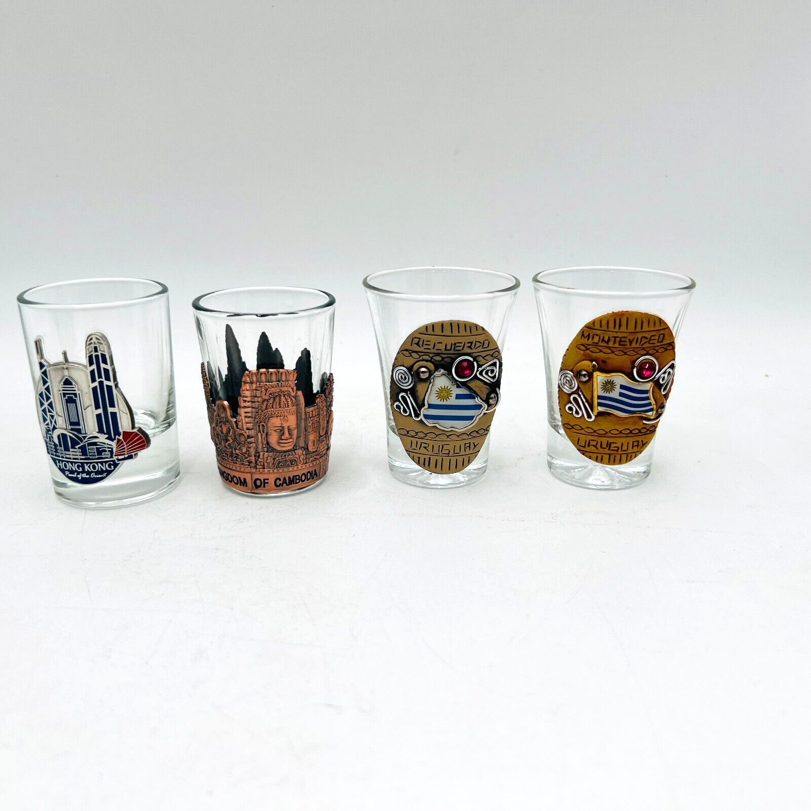 Lot of 4 Souvenir Shot Glasses Cities Tourist Attractions