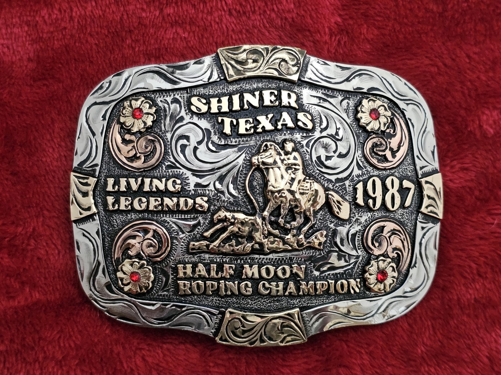 Calf Roping RODEO☆Shiner Texas Beer☆1987☆X~Treme☆CHAMPION TROPHY BUCKLE☆Rare☆T87