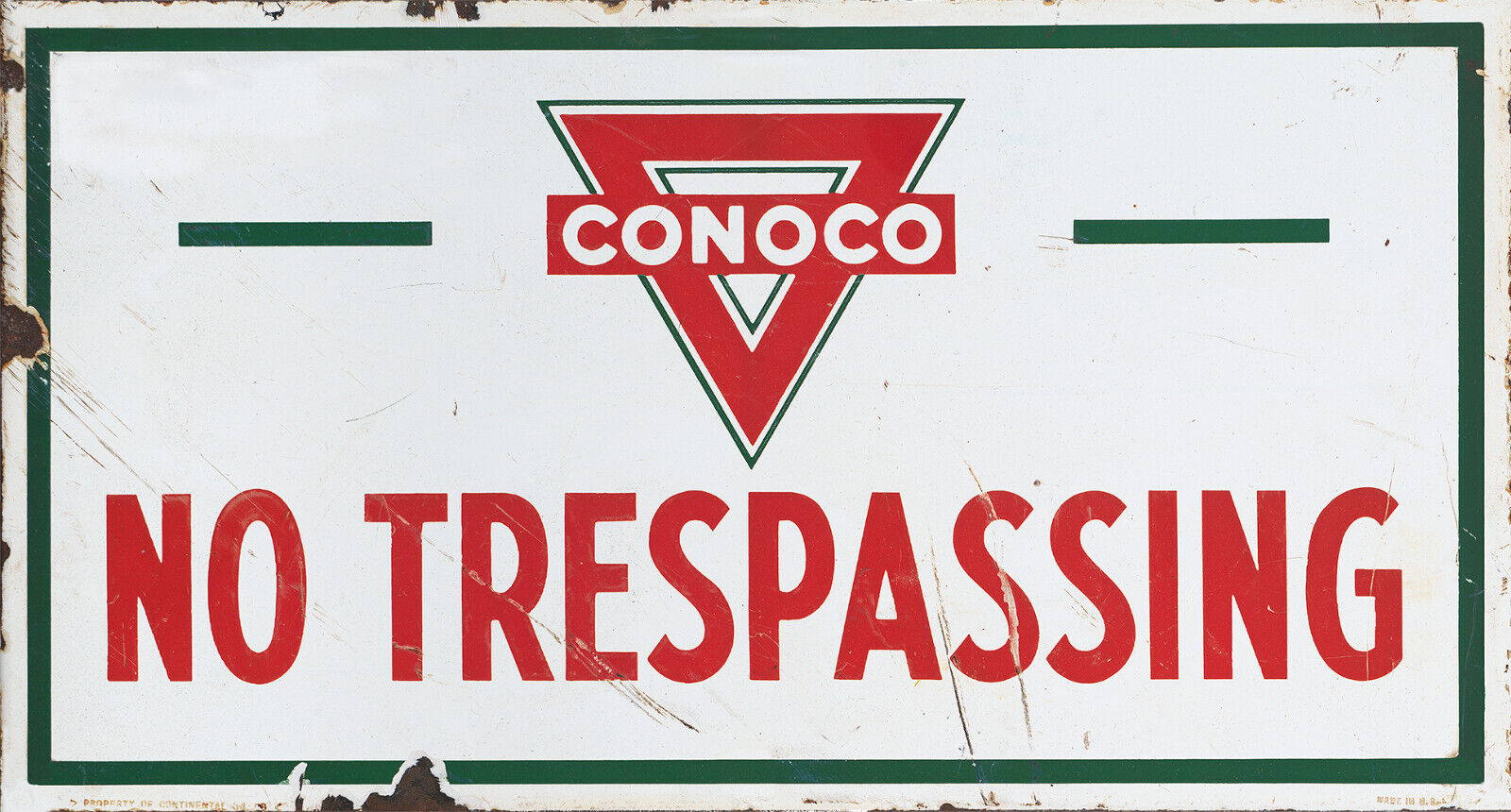 CONOCO NO TRESPASSING METAL SIGN