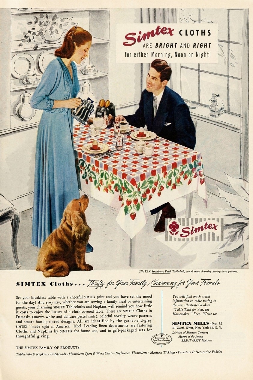 Vintage 1940s Simtex Cloths Ad Poster 24x36” Premium 💎 Art Print 200GSM