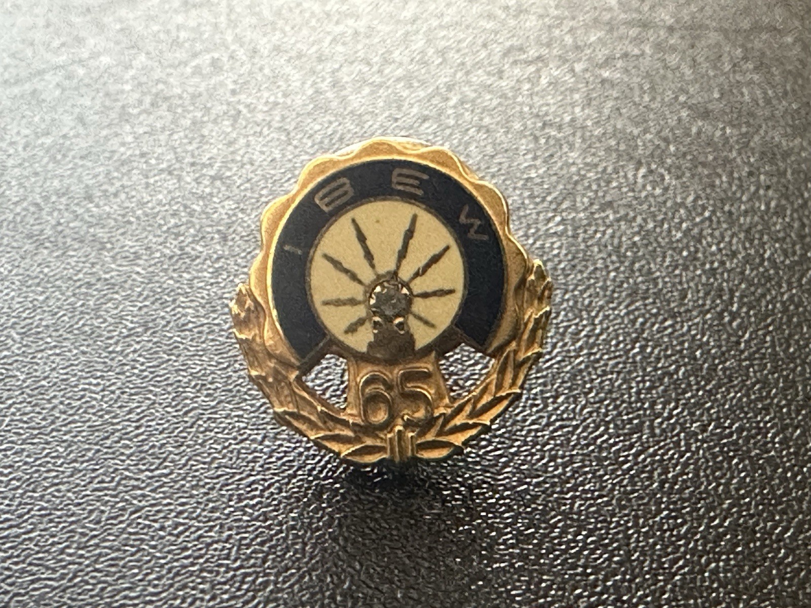 Vintage IBEW 65 Year Service Pin 1/10 10K Gold Filled Diamond Union