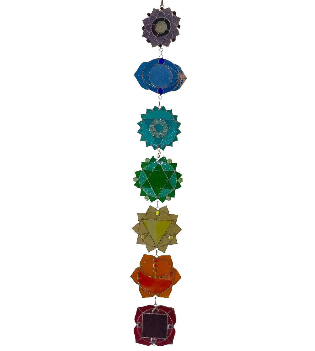 7 Chakras Stained Glass Suncatcher Set – 7-Piece Independent Hanging Wall Decor