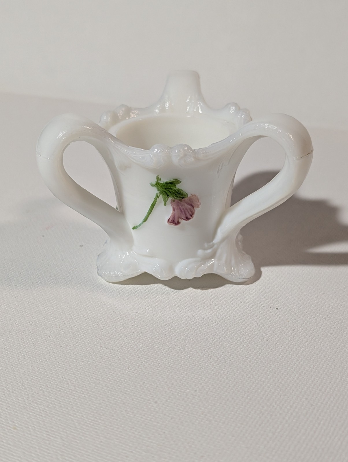 Vintage John E. Kemple Hand Painted Pansy Pattern 3 Handled Toothpick Holder