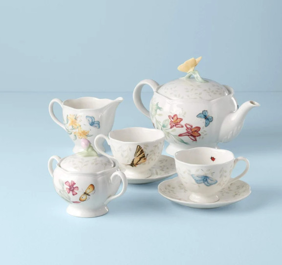2026 Lenox Butterfly Meadow 9-Piece Tea Set Porcelain Bowl Creamer Teacup