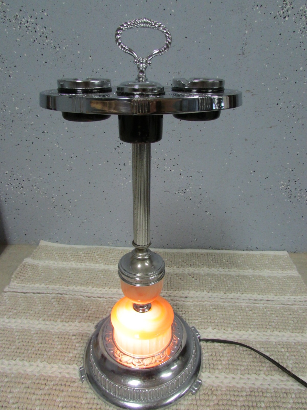 Ever Brite Company Chrome ABCO 602 Agate Floor Lamp Cigar Ashtray Stand No. 414