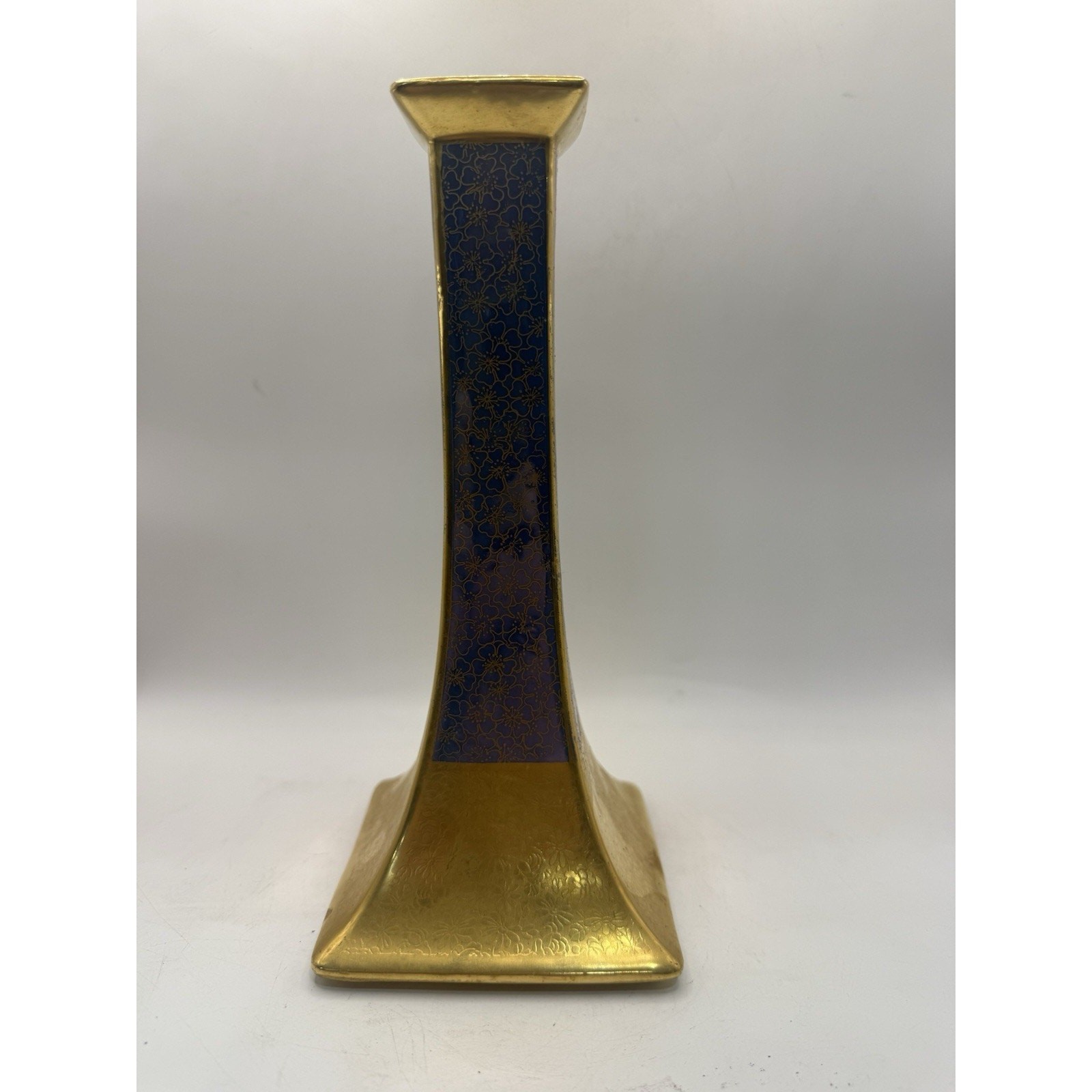 Antique Pickard Etched B&Co Limoges France 9” Gold Blue Candlestick Holder * Antique Pickard Etched B&Co Limoges France 9” Gold Blue Candlestick Holder *