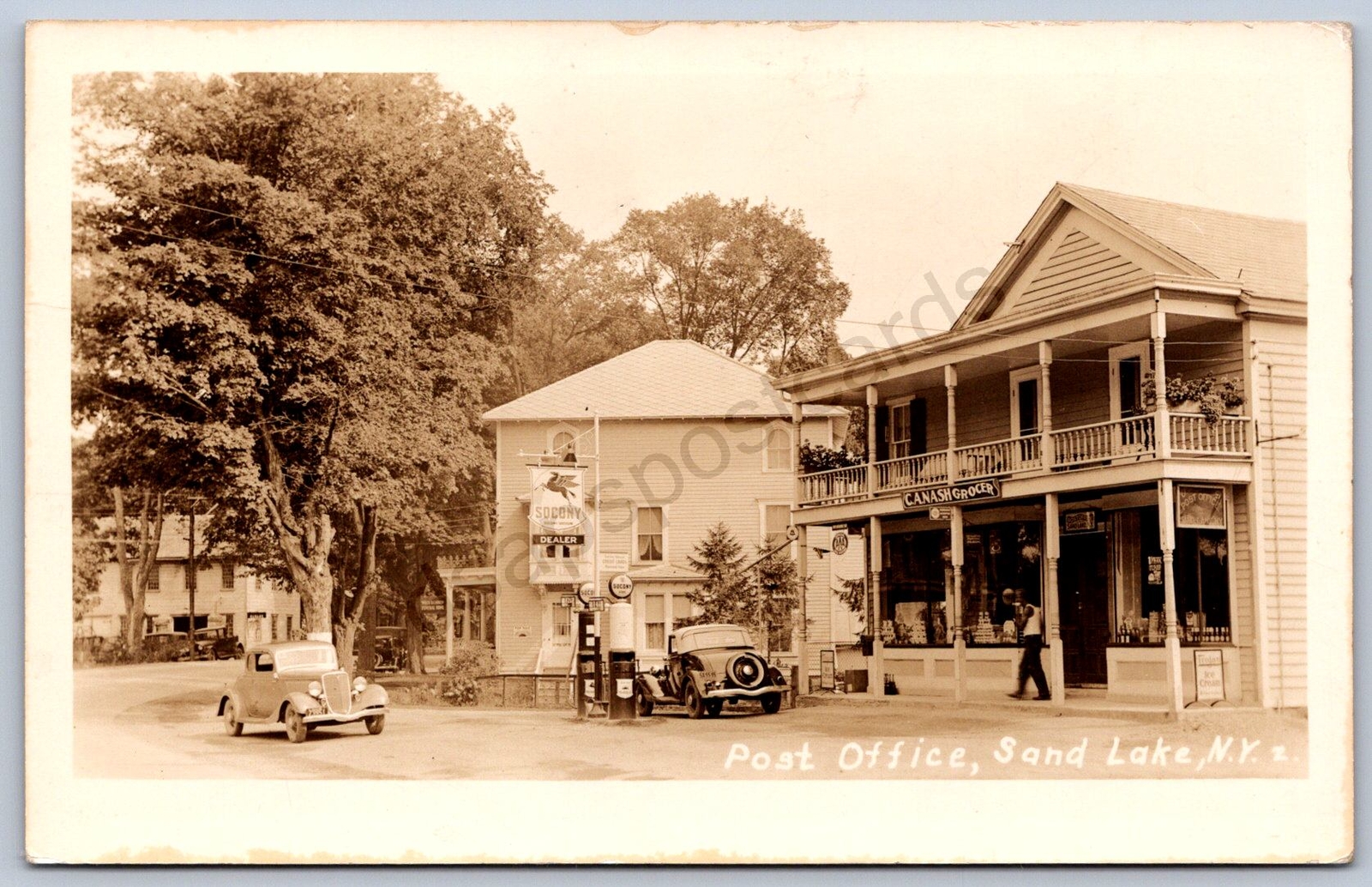K11/ Sand Lake New York RPPC Postcard c1948 Gas Station Nash Store PO  433