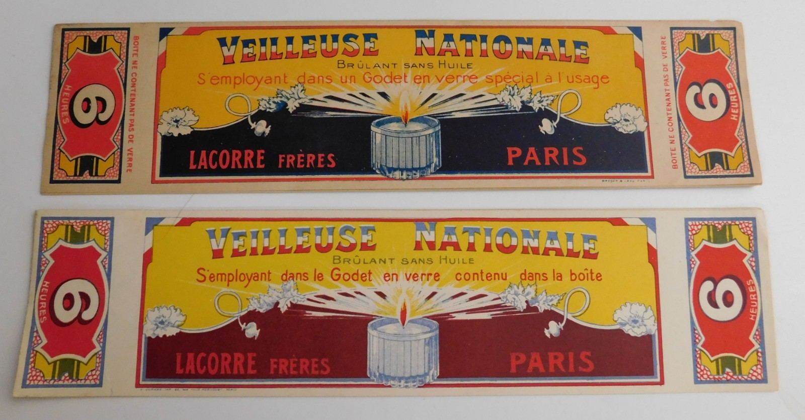 10 Very Nice Vintage French Candle Labels. 2 different circa 1920'-1930's