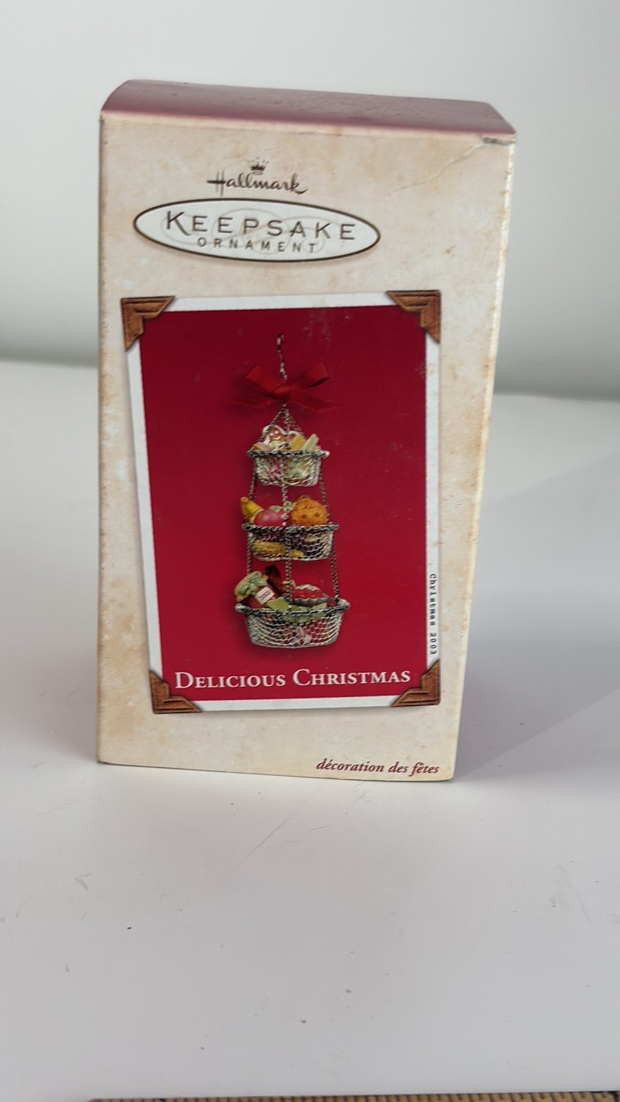 2003 Hallmark Keepsake Delicious Christmas Metal 3-Tier Basket Ornament