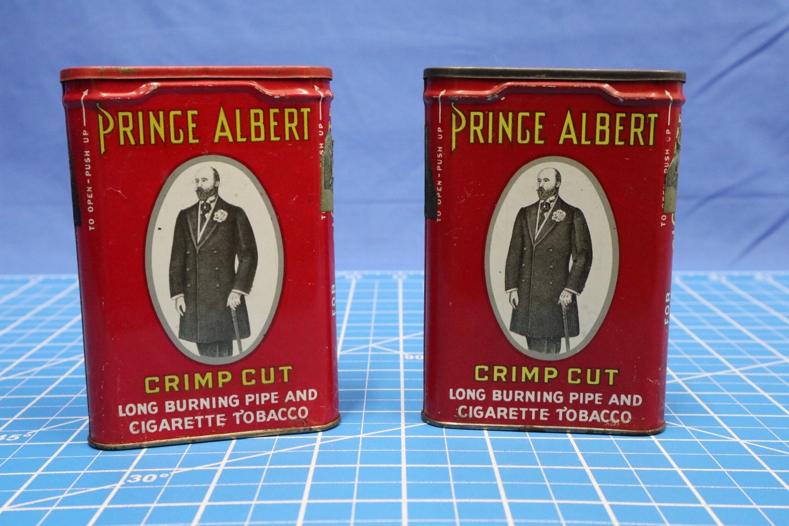 Two Vintage Prince Albert Crimp Cut Tobacco Tins Empty 42738