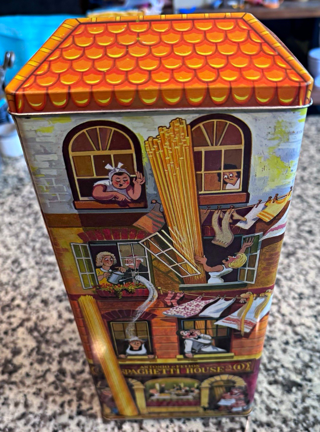 Luigi\'s Spaghetti Restaurant House-Shaped Tin Canister \