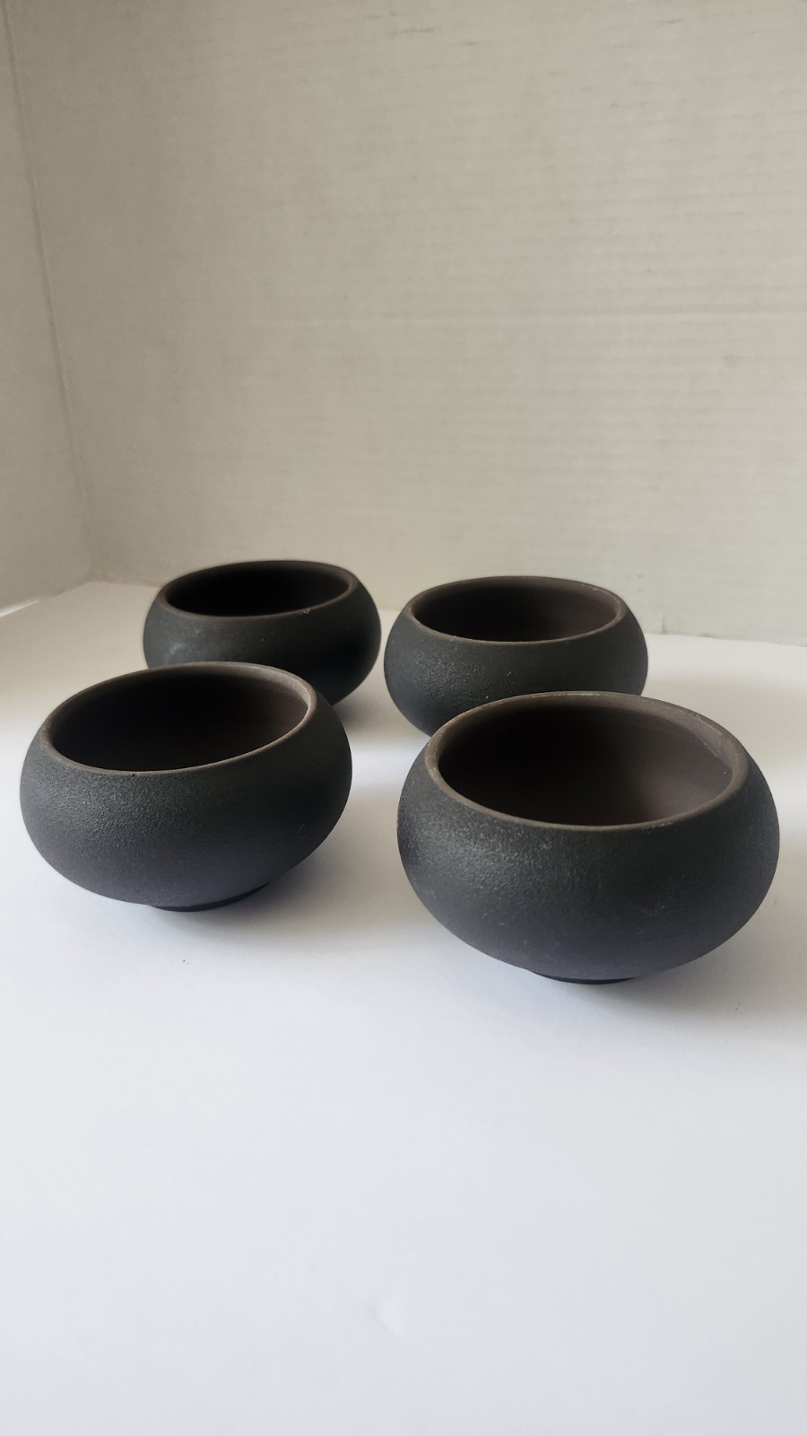 Teavana Japanese Style Porcelain Tea Cup Set  Dark Brown Stoneware Japan
