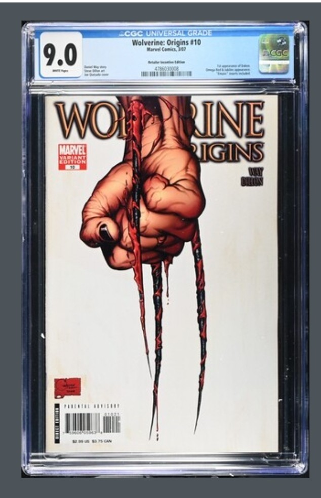 Wolverine Origins #10 3rd Claw Retailer Incentive  Marvel 2007 1st Daken CGC 9.0