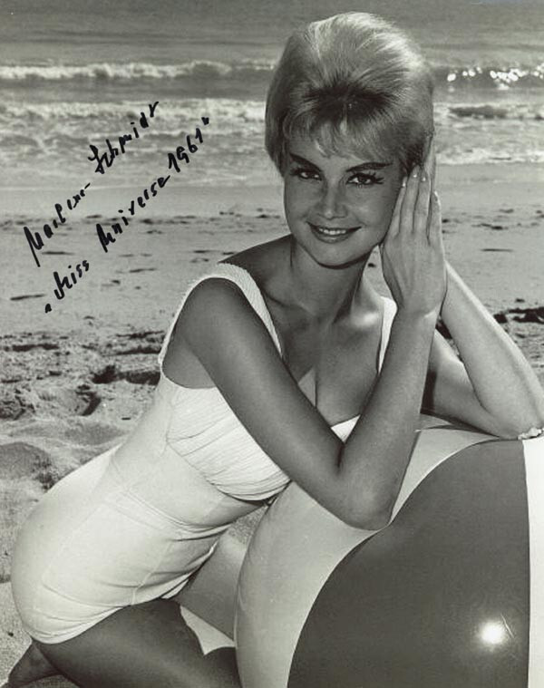 MARLENE SCHMIDT SIGNED AUTOGRAPHED 8x10 PHOTO MISS UNIVERSE '61 RARE BECKETT BAS