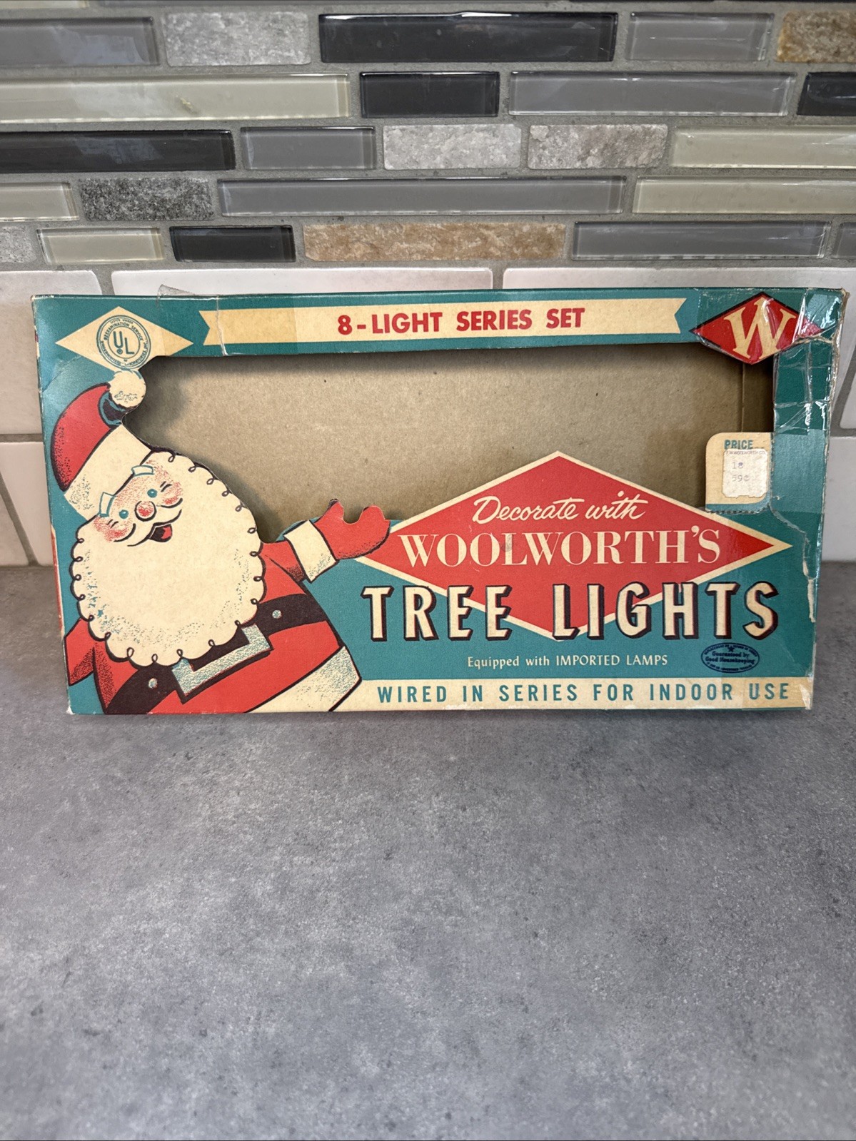 Vintage Rare Christmas GloLite Woolworth’s Tree Lights Display Box Only Free S/H