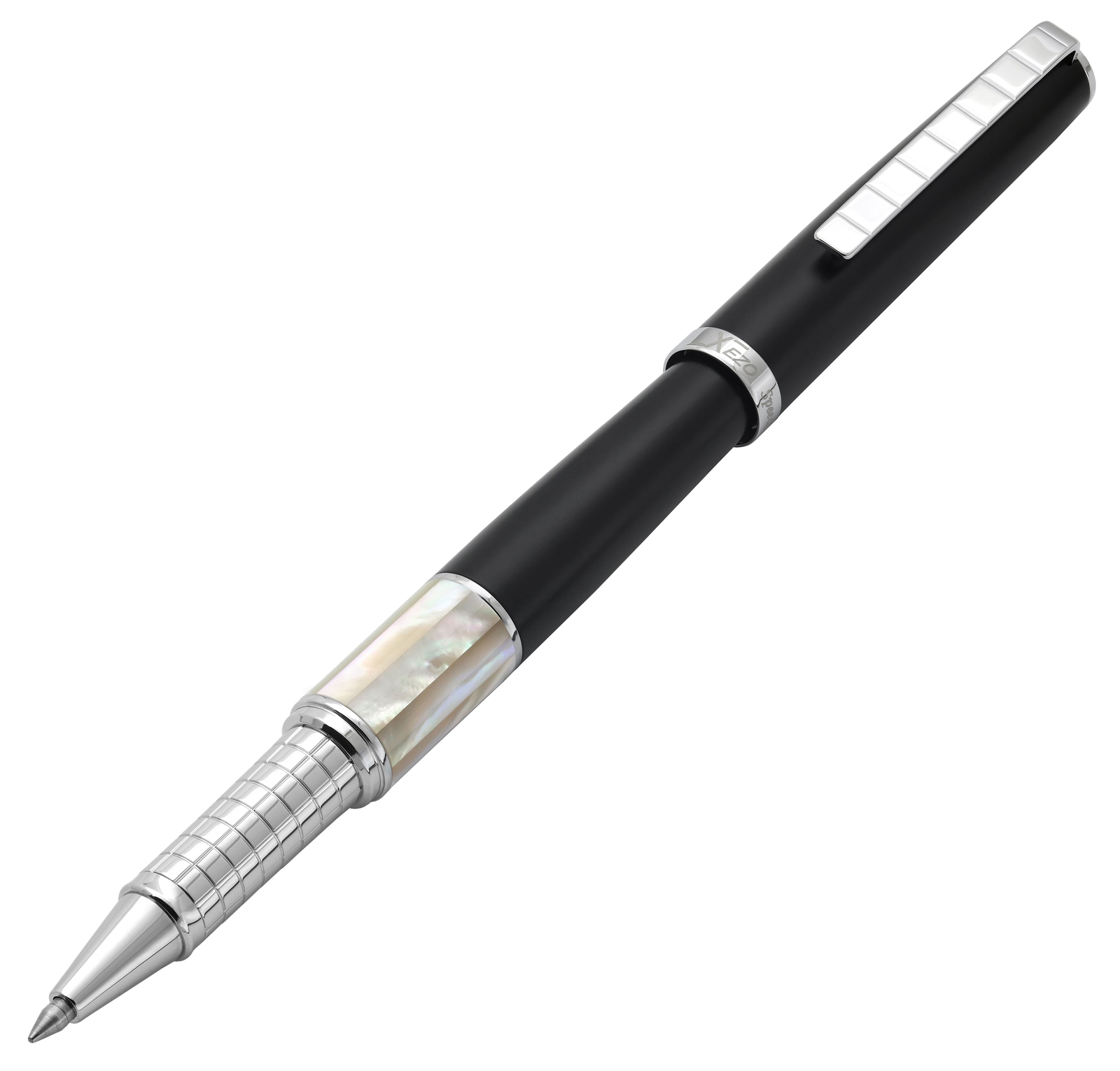 Xezo Speed Master Black Rollerball Pen, Fine Tip. Chrome Plated. Handmade, LE