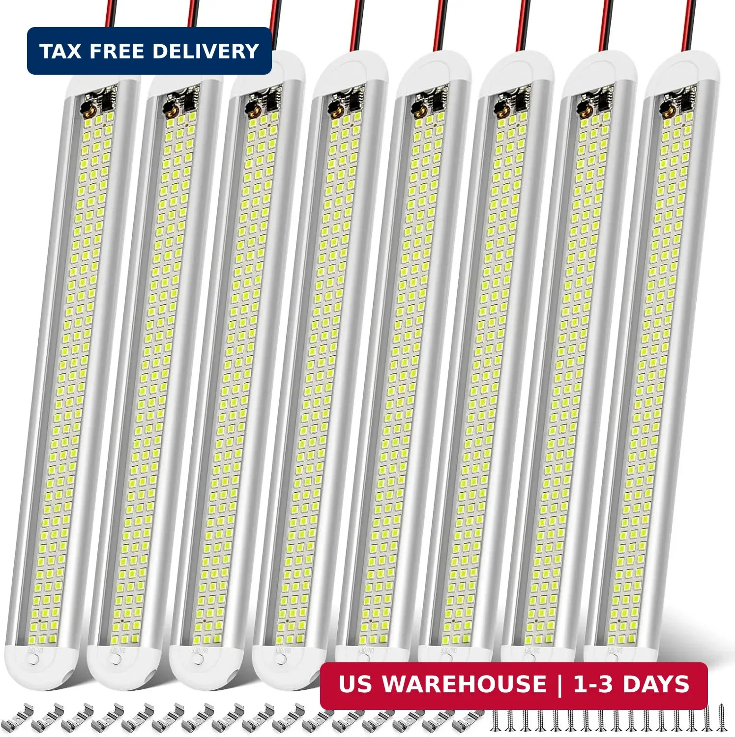 12v LED Interior Light Bar, 120LEDs 1500LM 8W DC 12 Volt led Strip Lights with O
