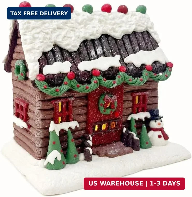 7inch Christmas Village Lighted Gingerbread House, Indoor Holiday Decor