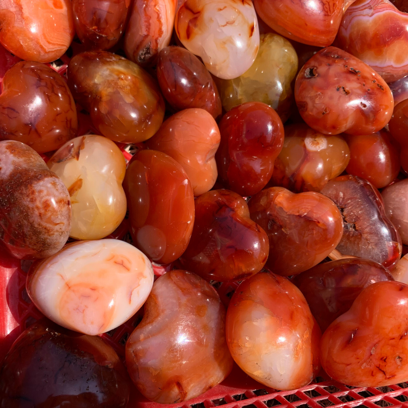 1LB natural carnelian heart quartz Mineral specimen crystal healing 7-8pcs