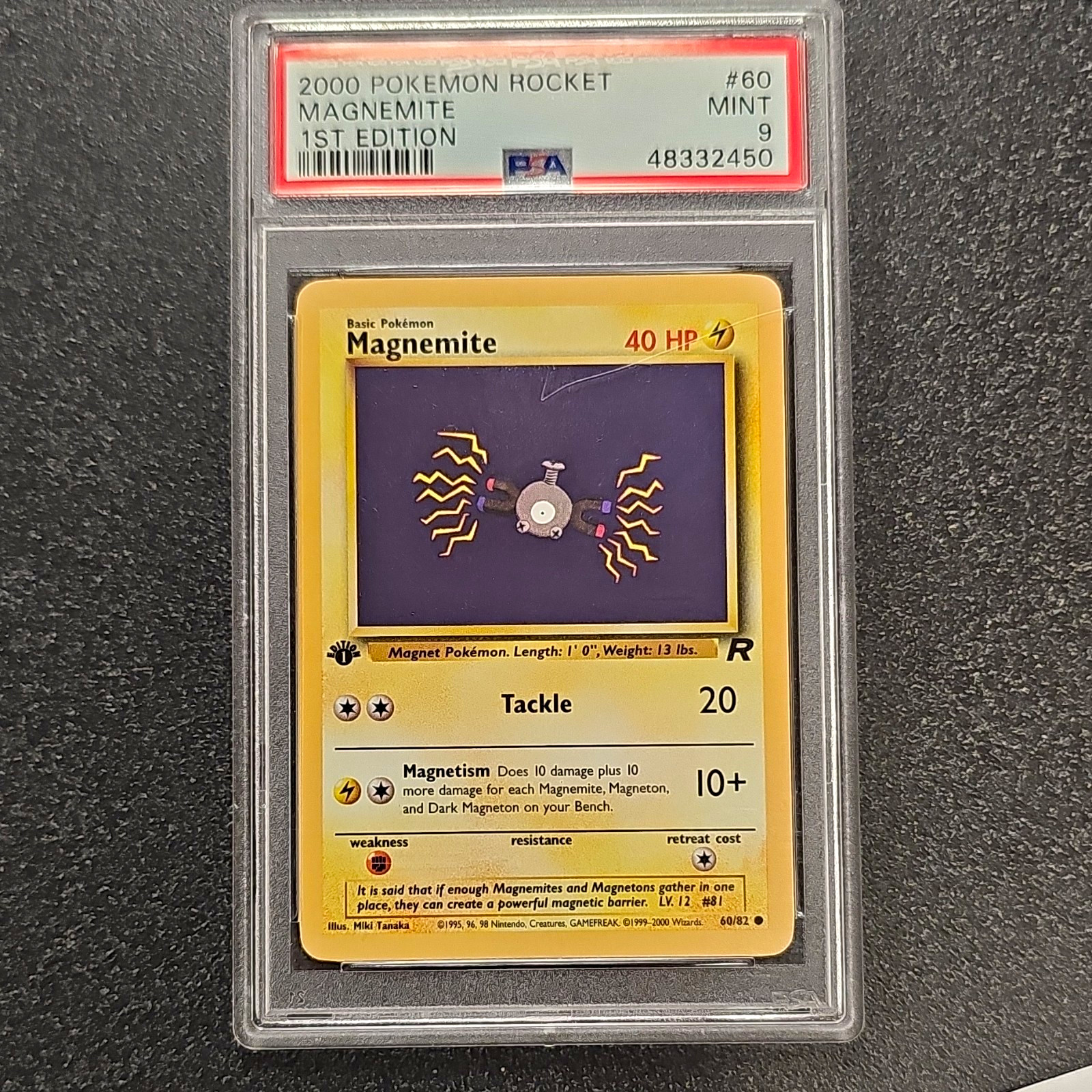 Pokémon 2000 Rocket #60/82 Magnemite 1st Edition PSA 9 Trading Card