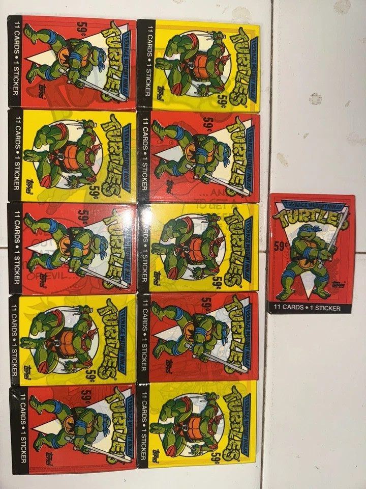 1989 Topps Teenage Mutant Ninja Turtles 11 Cello Pack Lot (Complete Sticker Set)