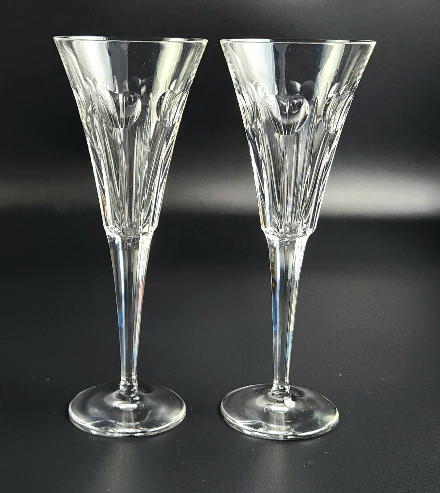 Vintage  - Pair - Fluted Champagne Millennium Series by WATERFORD CRYSTAL