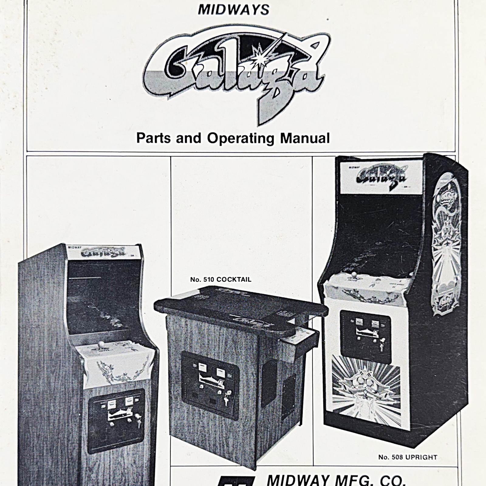 Midway Galaga Arcade Video Game Manual Schematics Parts ORIGINAL