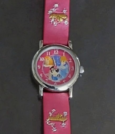 Disney Princess Watch Pink Band PRS349 Cinderella Snow White Aurora  (Working) 