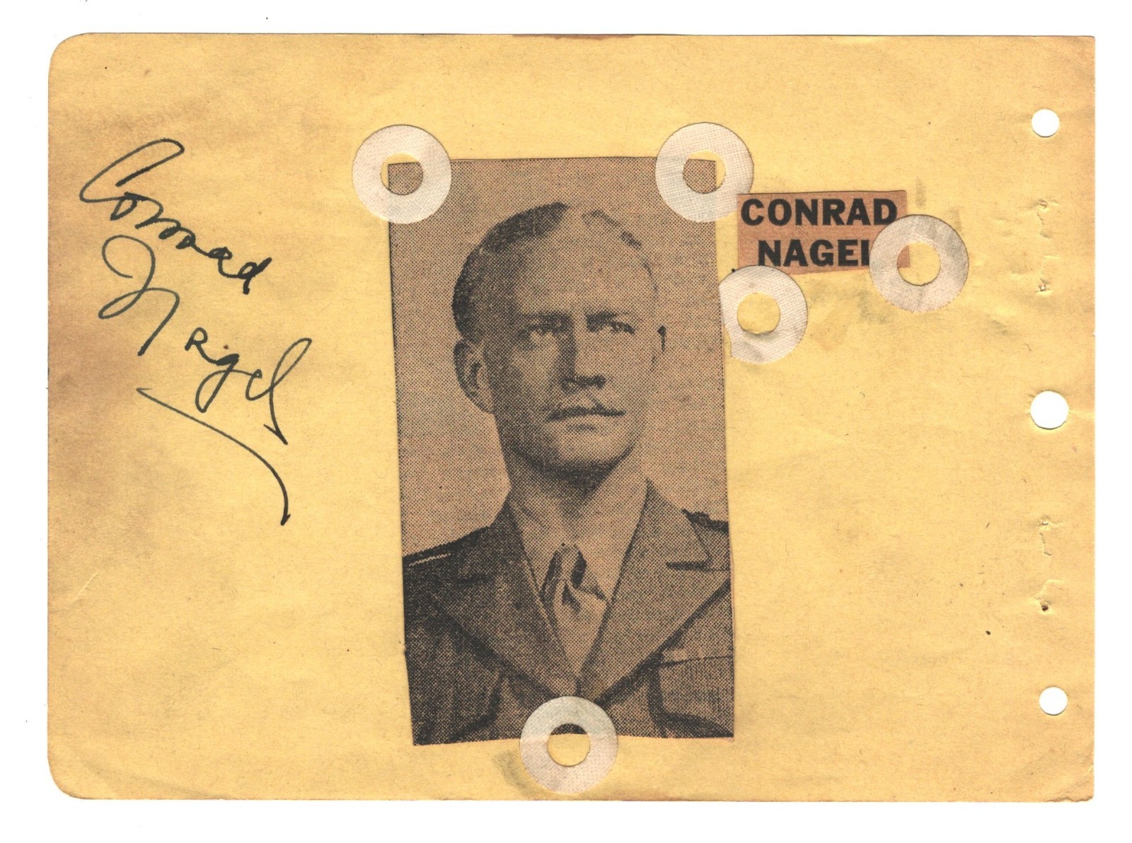 AMERICAN FILM ACTOR CONRAD NAGEI AUTOGRAPH ON ALBUM PAGE