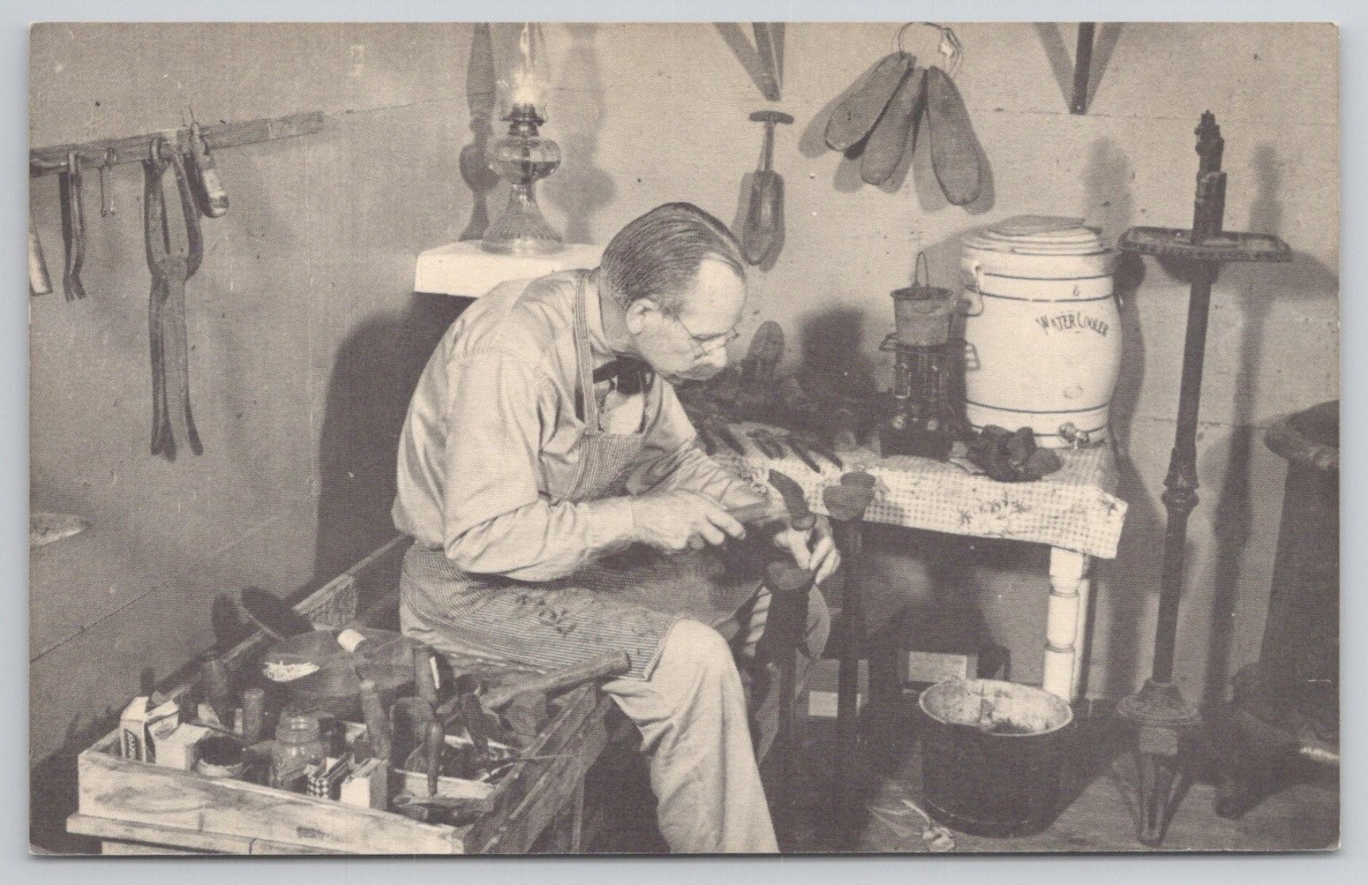 Vintage Shoemaker\'s Shop Albert Lea MN Postcard Freeborn County History