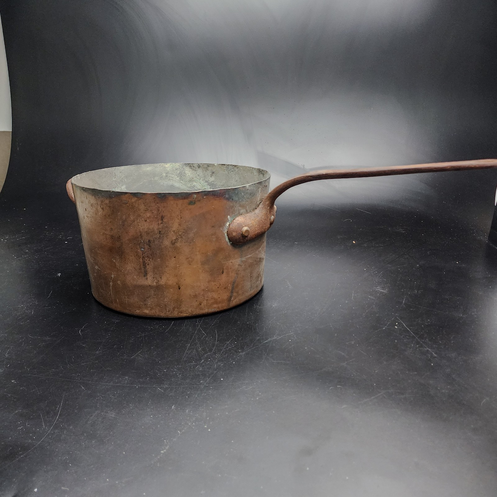 Duparquet DH&M Antique Copper Saucepan/Pot/Pan Large XL 2-Handle Cookware 8.5x13